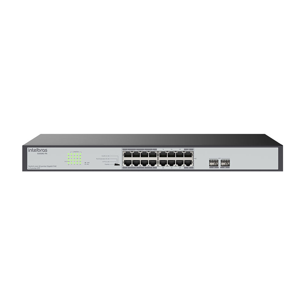 SWITCH NAO GERENC 18 PORTAS-16POE E 2SFP S1018G-PA